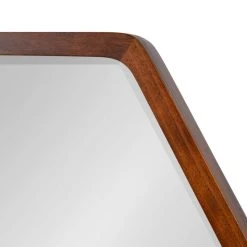 Uniek McLean Hexagon Wood Framed Wall Mirror, Walnut Brown 26x30 -Laural Home Shop 129183c50fb40f6f 5143 w800 h800 b0 p0