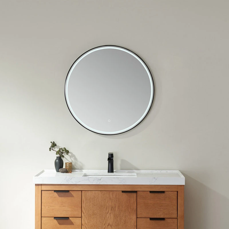 Vinnova 32'' Round LED Lighted Accent Bathroom/Vanity Wall Mirror 4 Vinnova 32'' Round LED Lighted Accent Bathroom/Vanity Wall Mirror - Image 2