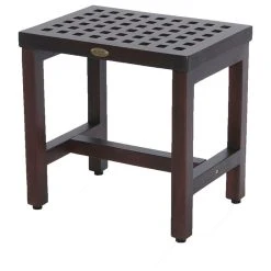 DecoTeak 18" Espalier Lattice Pattern Teak Shower Bench, Without Lift Aid Arms