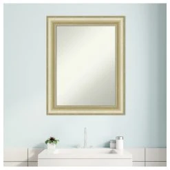 Amanti Art Textured Light Gold Non-Beveled Bathroom Wall Mirror - 23 X 29 In. -Laural Home Shop 1391f4b802bddc6a 6150 w800 h800 b1 p0