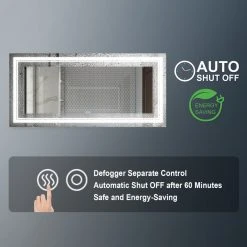 Wellfor Frameless LED Lighted Dimmable Bathroom Vanity Mirror With Defogger, 60"x28" -Laural Home Shop 13a17b8702f4dbb9 7338 w800 h800 b0 p0