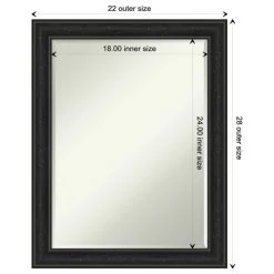 Amanti Art Shipwreck Black Narrow Petite Bevel Bathroom Wall Mirror 22 X 28 In. -Laural Home Shop 13c1ba1703b790be 7805 w800 h800 b1 p0