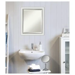 Amanti Art Eva White Silver Narrow Beveled Bathroom Wall Mirror - 19 X 23 In. 12 Amanti Art Eva White Silver Narrow Beveled Bathroom Wall Mirror - 19 X 23 In. -Laural Home Shop 13f157140d1d1b2a 5263 w800 h800 b1 p0