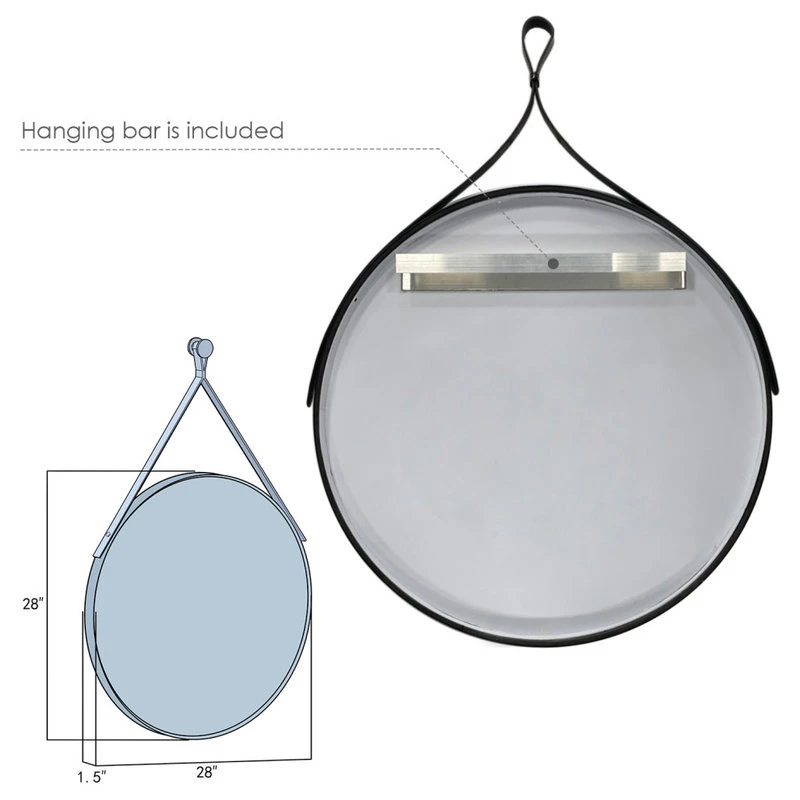 Altair Epoca 28" Circle Bathroom/Vanity Aluminum Framed Wall Mirror, Matt Black 9 Altair Epoca 28" Circle Bathroom/Vanity Aluminum Framed Wall Mirror, Matt Black - Image 7