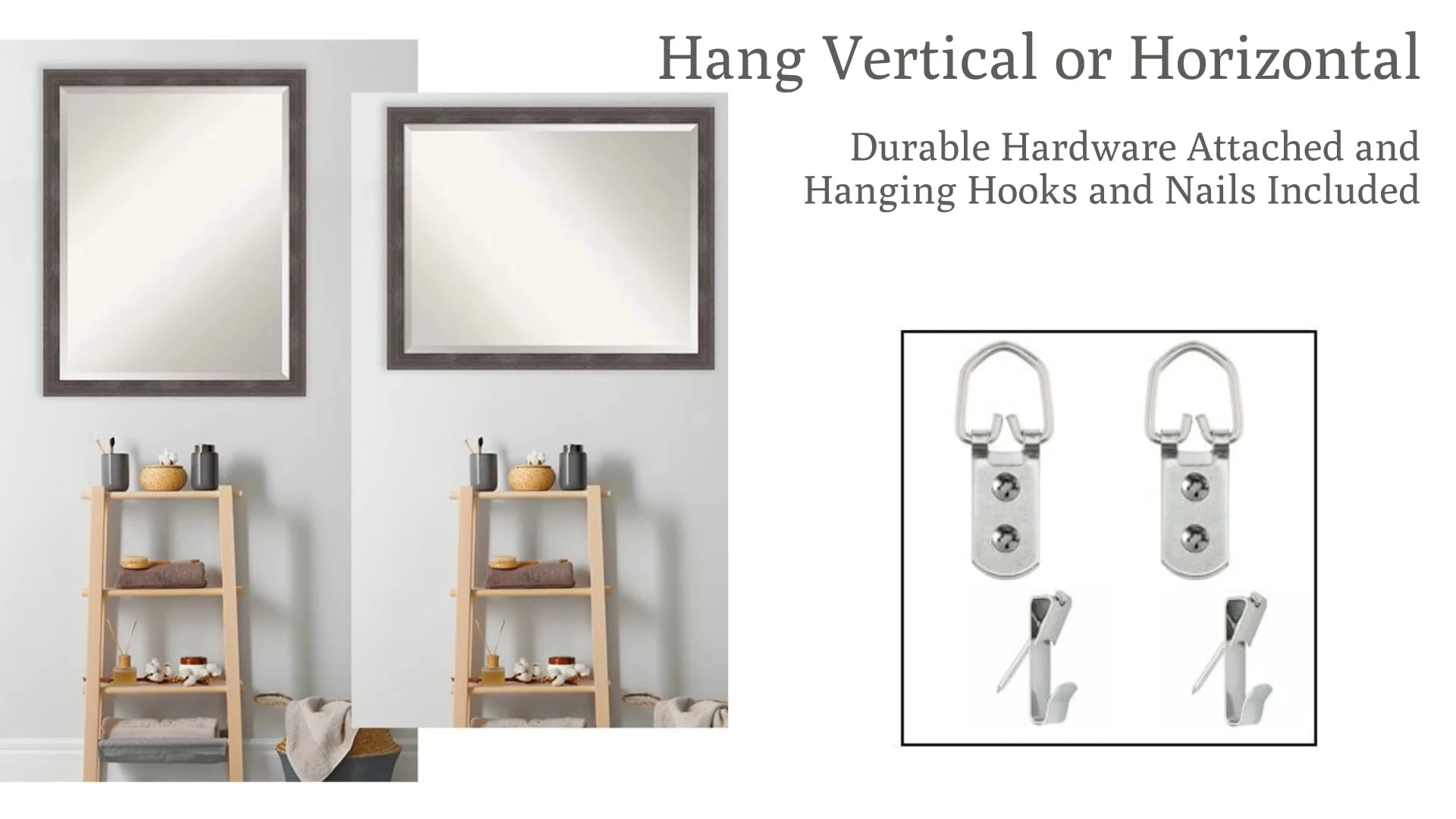 Amanti Art Rustic Plank White Narrow Beveled Bathroom Wall Mirror - 19.5 X 23.5 In. 4 Amanti Art Rustic Plank White Narrow Beveled Bathroom Wall Mirror - 19.5 X 23.5 In. - Image 2