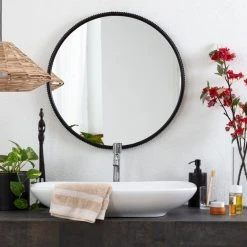 Madeleine Home Inc. Wessex Modern Mirror With Designer Frame, Black, 23" -Laural Home Shop 1551160d0f993037 9802 w800 h800 b0 p0