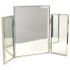 Global Views Glam Silver Frame Folding Vanity Mirror Table Top Triple Double Side Portable