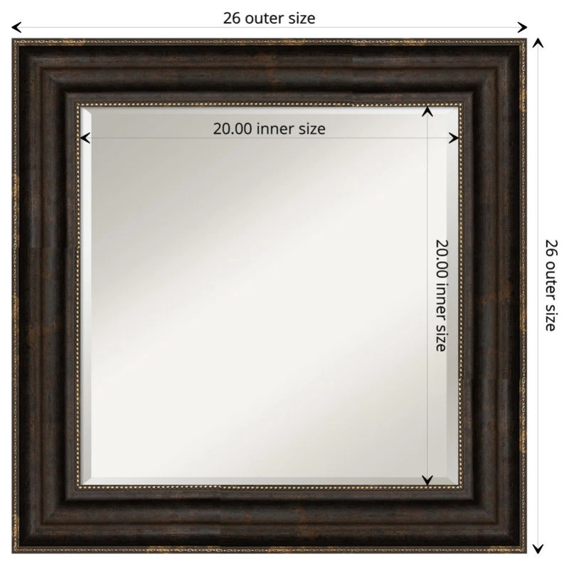 Amanti Art Stately Bronze Framed Beveled Bathroom Vanity Wall Mirror, 26.25x26.25" 9 Amanti Art Stately Bronze Framed Beveled Bathroom Vanity Wall Mirror, 26.25x26.25" - Image 7