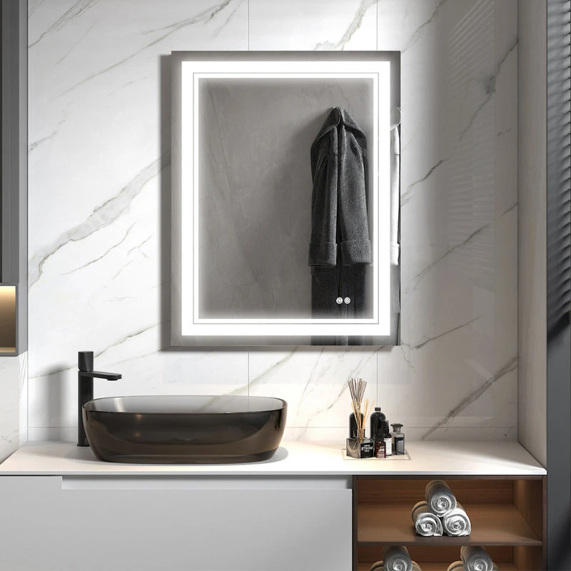 Wellfor Frameless LED Lighted Dimmable Bathroom Vanity Mirror With Defogger, 28"x36" 3 Wellfor Frameless LED Lighted Dimmable Bathroom Vanity Mirror With Defogger, 28"x36"