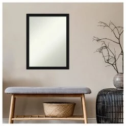 Amanti Art Avon Black Narrow Non-Beveled Bathroom Wall Mirror - 20 X 26 In. -Laural Home Shop 16416be702bddc9e 6144 w800 h800 b1 p0