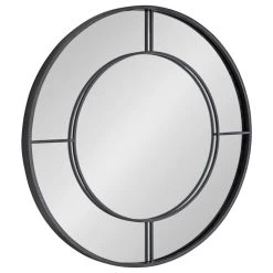 Uniek Kavenna Round Metal Framed Wall Mirror, Black 30" Diameter