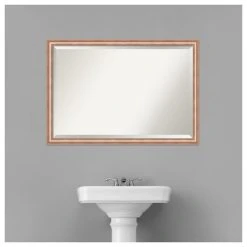 Amanti Art Harmony Rose Gold Beveled Wood Bathroom Wall Mirror - 38.5 X 26.5 In. -Laural Home Shop 16d10ddc0fcfd37d 6786 w800 h800 b1 p0