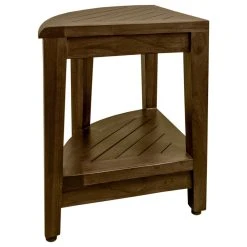 DecoTeak Oasis Teak Corner Shower Stool, Table With Shelf, 16"x23" -Laural Home Shop 1721151d0fdcff0b 9121 w800 h800 b1 p0