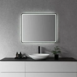 Altair Viaggi Rectangle Framed Bathroom/Vanity LED Wall Mirror, Matte Black, 36" -Laural Home Shop 17e143c8028610e1 8080 w800 h800 b0 p0