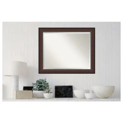 Amanti Art Harvard Walnut Beveled Bathroom Wall Mirror - 32.5 X 26.5 In. -Laural Home Shop 18019aac0d1d1b1e 5263 w800 h800 b1 p0