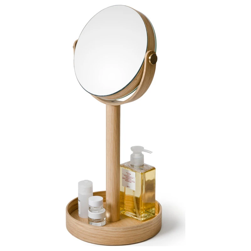 Coppice Natural Oak Double Face Mirror With Storage Tray | Wireworks Close-up 7 Coppice Natural Oak Double Face Mirror With Storage Tray | Wireworks Close-up - Image 5