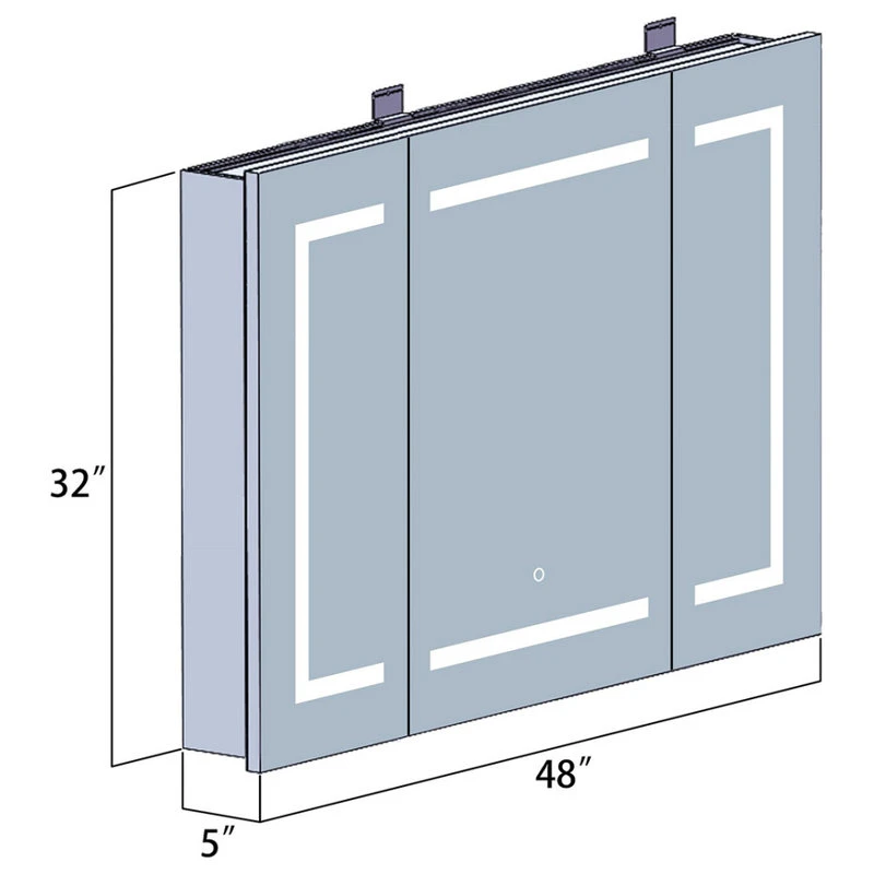 Vinnova Rectangular Frameless Lighted Medicine Cabinet Wall Mounted Mirror, 48inch 14 Vinnova Rectangular Frameless Lighted Medicine Cabinet Wall Mounted Mirror, 48inch - Image 12