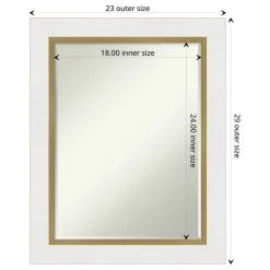 Amanti Art Eva White Gold Petite Bevel Bathroom Wall Mirror 23.25 X 29.25 In. -Laural Home Shop 18c1110203b79111 7817 w800 h800 b1 p0