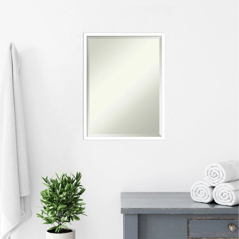 Amanti Art Svelte White Beveled Wood Bathroom Wall Mirror - 19.5 X 25.5 In. 10 Amanti Art Svelte White Beveled Wood Bathroom Wall Mirror - 19.5 X 25.5 In. - Image 8