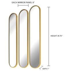 Mirrorize Canada 8"x39.75" Gold Panel Wall Mirrors, Set Of 3 -Laural Home Shop 19014a9603d57d64 3200 w800 h800 b1 p0