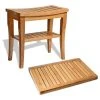 Belmint Bambusi Bamboo Shower Seat Bench With Bathroom Floor Mat -Laural Home Shop 1991d2a00bc4636d 4425 w800 h800 b1 p0