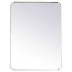 Elegant Furniture & Lighting Elegant Decor Evermore 24x32" Soft Corner Metal Rectangular Mirror In White