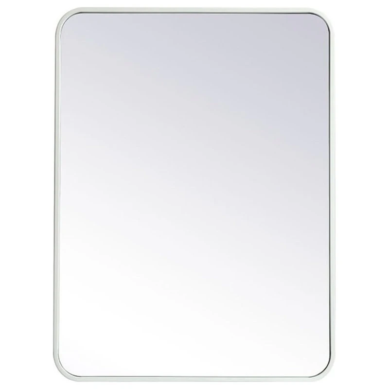 Elegant Furniture & Lighting Elegant Decor Evermore 24x32" Soft Corner Metal Rectangular Mirror In White 3 Elegant Furniture & Lighting Elegant Decor Evermore 24x32" Soft Corner Metal Rectangular Mirror In White