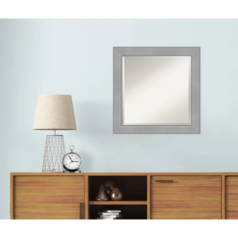 Amanti Art Vista Brushed Nickel Beveled Bathroom Wall Mirror - 24.25 X 24.25 In. 10 Amanti Art Vista Brushed Nickel Beveled Bathroom Wall Mirror - 24.25 X 24.25 In. - Image 8