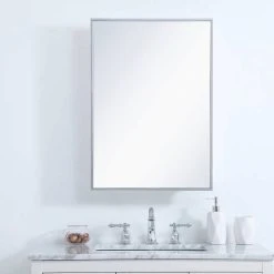 Elegant Furniture & Lighting Metal Mirror Medicine Cabinet 20"x28", Silver Finish -Laural Home Shop 1b31083a0ec5b04a 7530 w800 h800 b0 p0