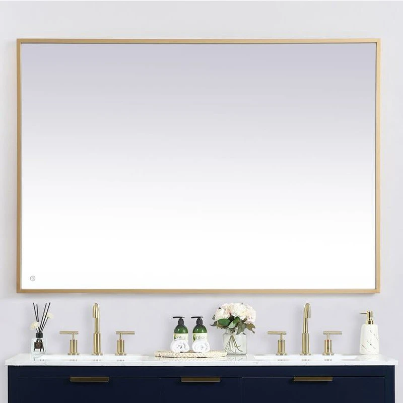 Elegant Furniture & Lighting Modern Brass Led Mirror 4 Elegant Furniture & Lighting Modern Brass Led Mirror - Image 2