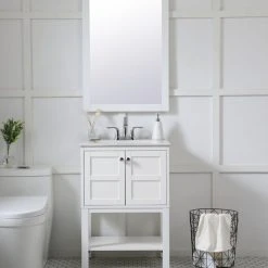 Elegant Furniture & Lighting Anderson Rectangle Vanity Mirror, 24", White -Laural Home Shop 1b61edda00959104 9154 w800 h800 b0 p0
