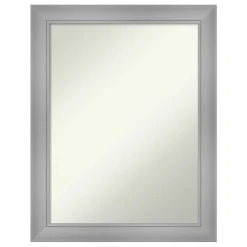 Amanti Art Flair Polished Nickel Non-Beveled Bathroom Wall Mirror - 22 X 28 In.
