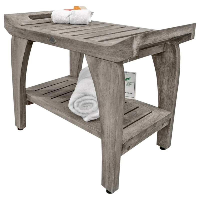 DecoTeak CoastalVogue Tranquility 24" Wide ShowerBench GR156, Gray 7 DecoTeak CoastalVogue Tranquility 24" Wide ShowerBench GR156, Gray - Image 5