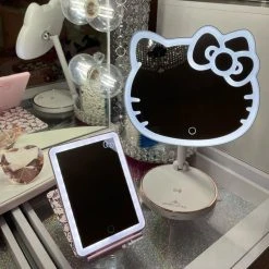 Impressions Vanity Company Hello Kitty (White/Pink) Touch Pad Mini Tri-Tone LED Makeup Mirror -Laural Home Shop 1c0176f303e22bc4 6952 w800 h800 b0 p0