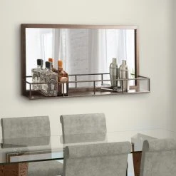 Uniek Jackson Metal Frame Mirror With Shelf, Bronze 18x40 -Laural Home Shop 1c21becd00ae70f3 5342 w800 h800 b0 p0