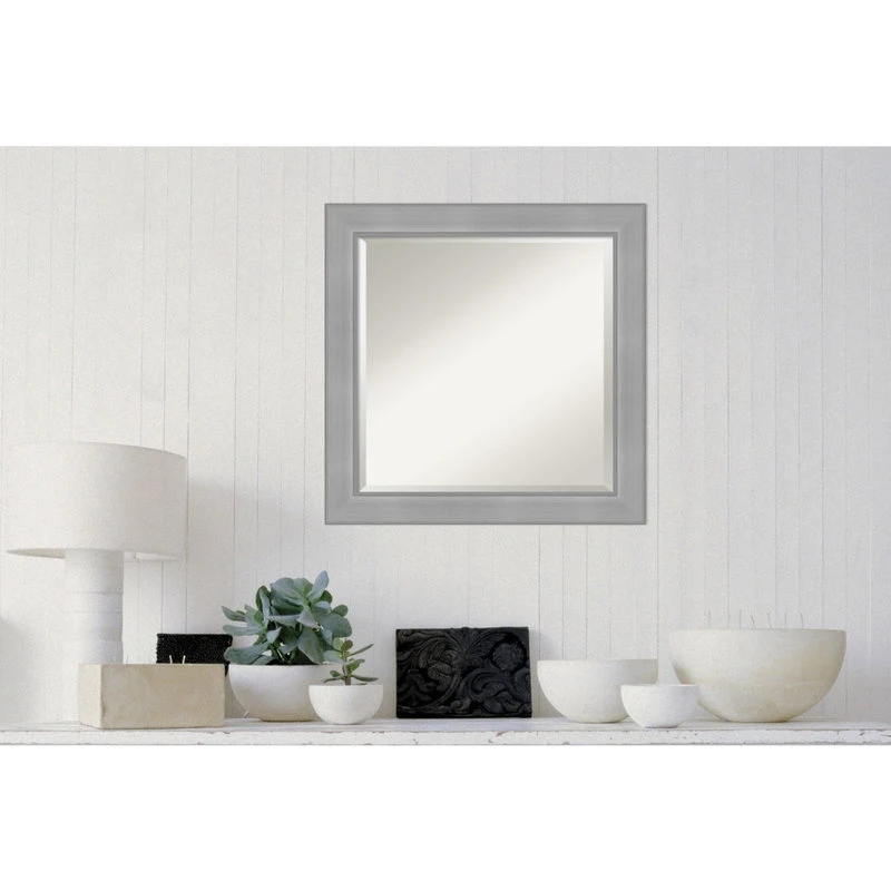 Amanti Art Vista Brushed Nickel Beveled Bathroom Wall Mirror - 24.25 X 24.25 In. 9 Amanti Art Vista Brushed Nickel Beveled Bathroom Wall Mirror - 24.25 X 24.25 In. - Image 7