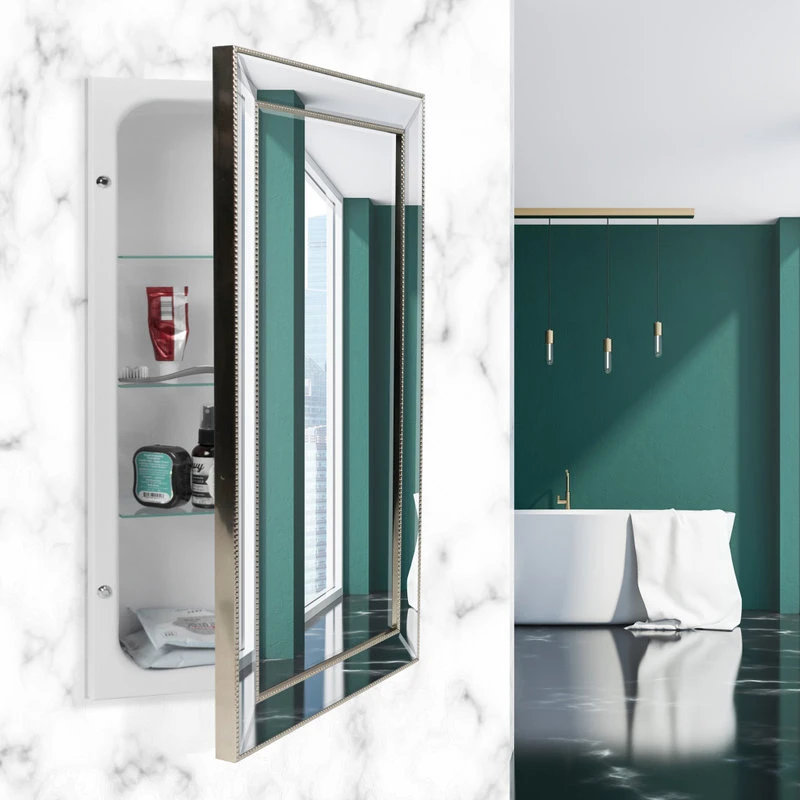 Head West, Inc. Head West Champagne Silver Beaded Beveled Mirror, 16x26" 4 Head West, Inc. Head West Champagne Silver Beaded Beveled Mirror, 16x26" - Image 2