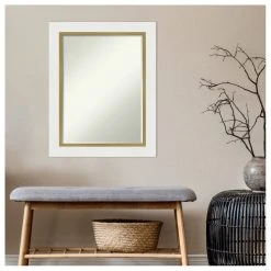 Amanti Art Eva White Gold Petite Bevel Bathroom Wall Mirror 23.25 X 29.25 In. -Laural Home Shop 1d51c6c203b79113 7817 w800 h800 b1 p0