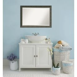 Amanti Art Intaglio Embossed Black Beveled Wood Bathroom Wall Mirror - 40.5 X 28.5 In. -Laural Home Shop 1e012e8808ff97c8 6658 w800 h800 b0 p0