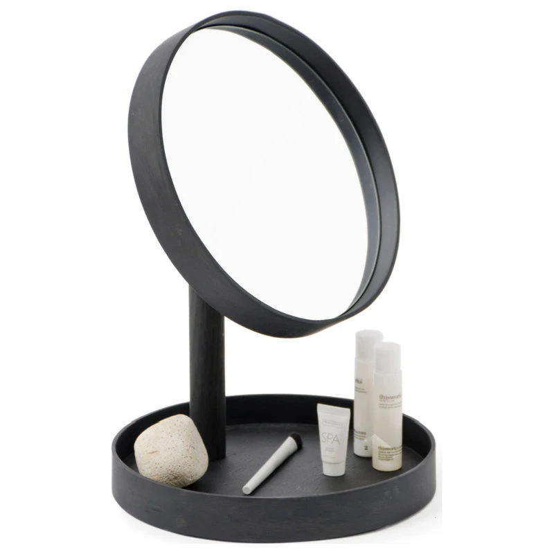 Coppice Oak Magnifying Vanity Mirror With Storage Tray | Wireworks Look, Dark Oak 6 Coppice Oak Magnifying Vanity Mirror With Storage Tray | Wireworks Look, Dark Oak - Image 4