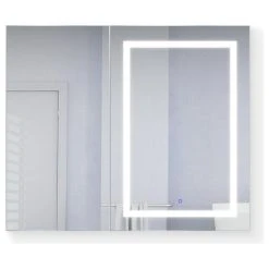 Krugg Reflections 42"x36" LED Medicine Cabinet, Dimmer/Defog, Makeup Mirror, And USB, Right Light