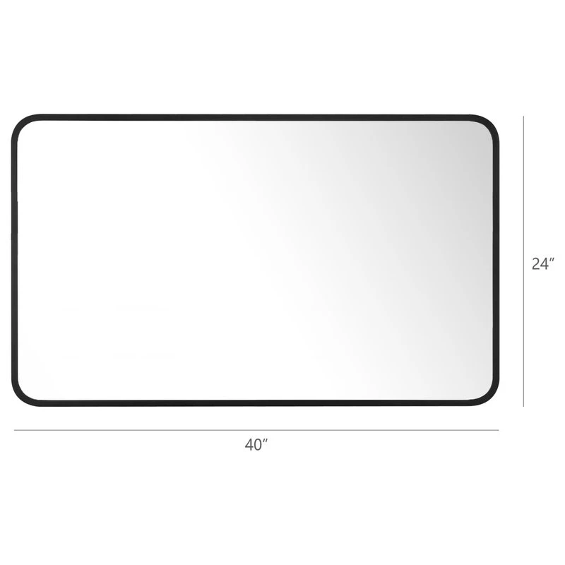 LEDEL Modern Rounded Rectangular Metal Framed Bathroom Vanity Mirror, 24"x40" 12 LEDEL Modern Rounded Rectangular Metal Framed Bathroom Vanity Mirror, 24"x40" - Image 10