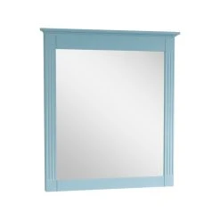 Wellfor Bathroom Solid Wood Mirror For Wall Mounted, 32" X 33" HD Vanity Mirror, Classic Blue -Laural Home Shop 1f9195b702a8250d 6496 w800 h800 b1 p0
