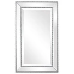 Unique Mirrors Mirror On Mirror, Warm Silver Beading Rectangular Wall Mirror, Bathroom, 20 X 32