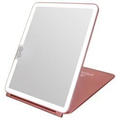 Impressions Vanity Company Touch Pad 2.0 Rechargeable LED Makeup Mirror With Flip Cover, Rose Gold