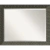 Amanti Art Intaglio Embossed Black Beveled Wood Bathroom Wall Mirror - 32.5 X 26.5 In.