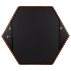 Uniek McLean Hexagon Wood Framed Wall Mirror, Walnut Brown 26x30 -Laural Home Shop 206106bb0fb40f75 5143 w800 h800 b1 p0