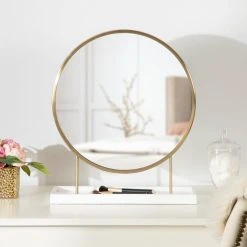 Uniek Maxfield Round Tabletop Mirror, White, 18x22 19 Uniek Maxfield Round Tabletop Mirror, White, 18x22 -Laural Home Shop 20c10ca900b637d4 4992 w800 h800 b0 p0