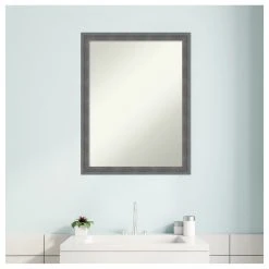 Amanti Art Dixie Grey Rustic Non-Beveled Wood Bathroom Wall Mirror - 20.25 X 26.25 In. -Laural Home Shop 20f1823402bddde1 6142 w800 h800 b1 p0