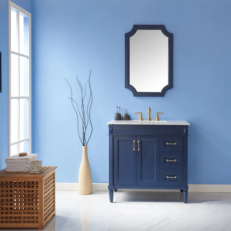 Vinnova Grossetto 24" Irregular Farmhouse Bathroom/Vanity Framed Wall Mirror, Royal Blue 4 Vinnova Grossetto 24" Irregular Farmhouse Bathroom/Vanity Framed Wall Mirror, Royal Blue - Image 2